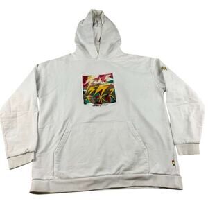 Element x Bad Brains Hoodie Men M White Pullover Embroider Graphic Collab Hooded